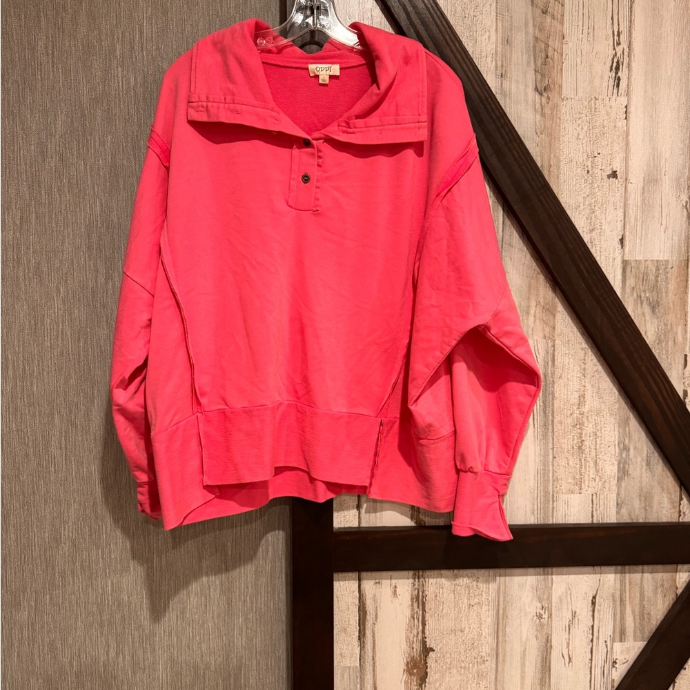 Pink Button-Up Pullover